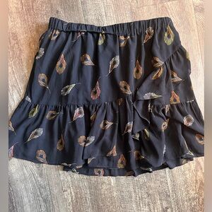 Madewell Black Skirt with Colorful Feather Print